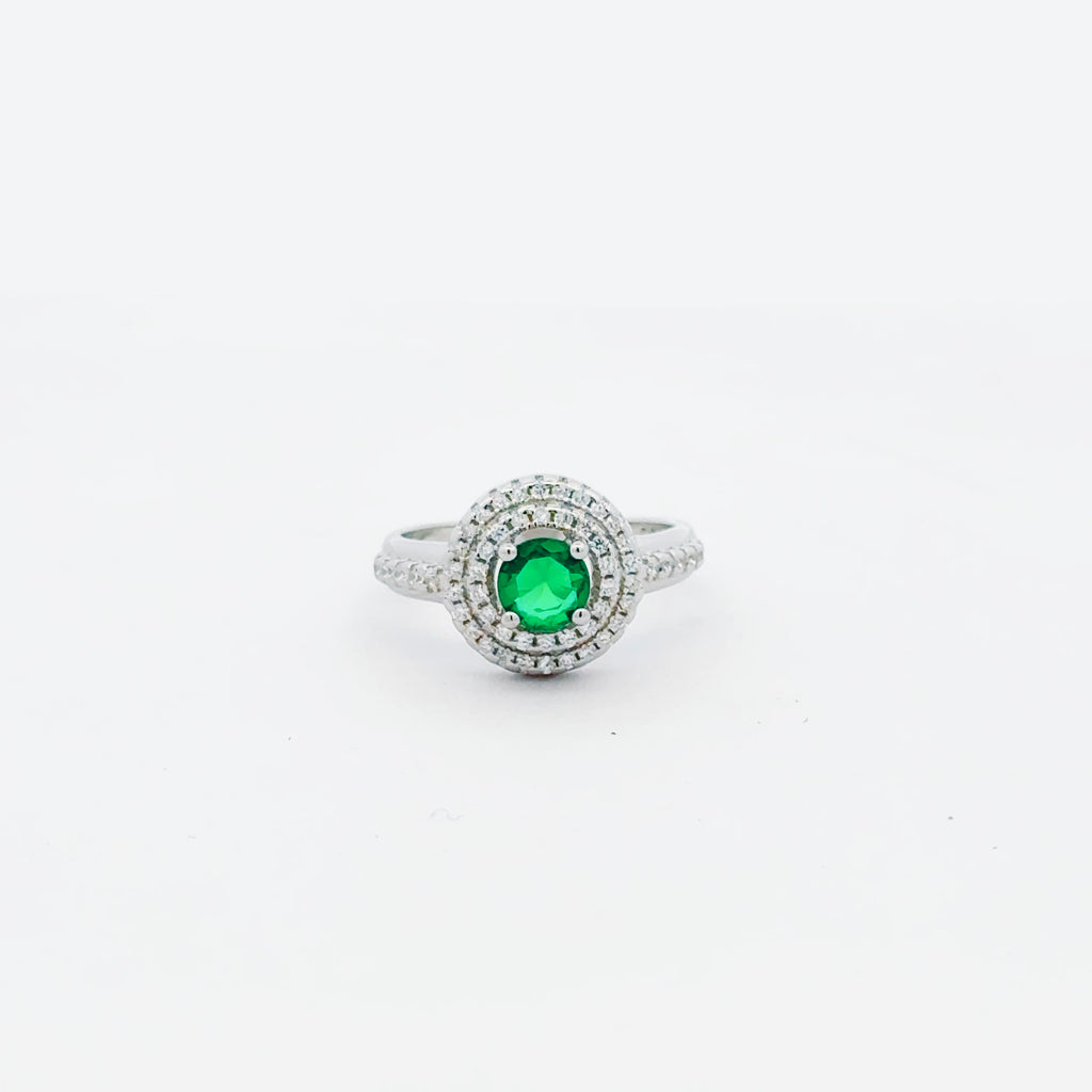 Emerald Double Halo Ring 1