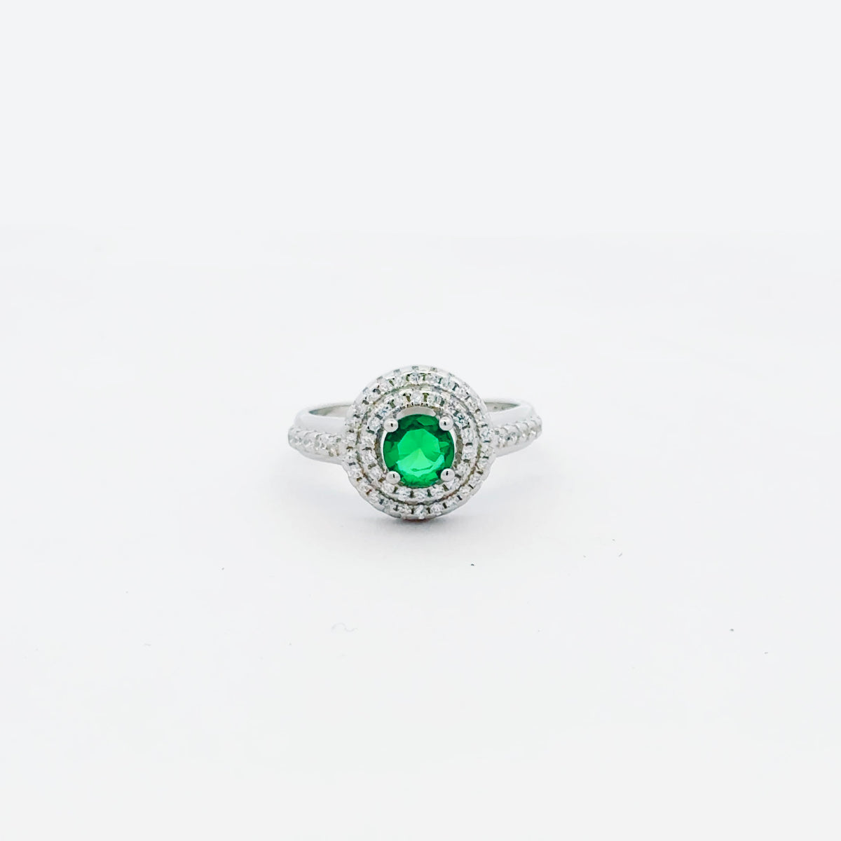 Emerald Double Halo Ring 1