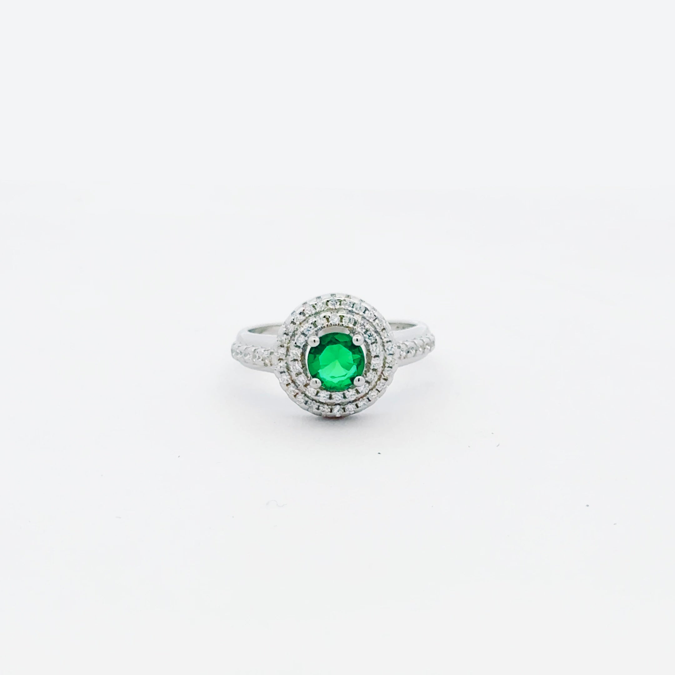 Emerald Double Halo Ring 1