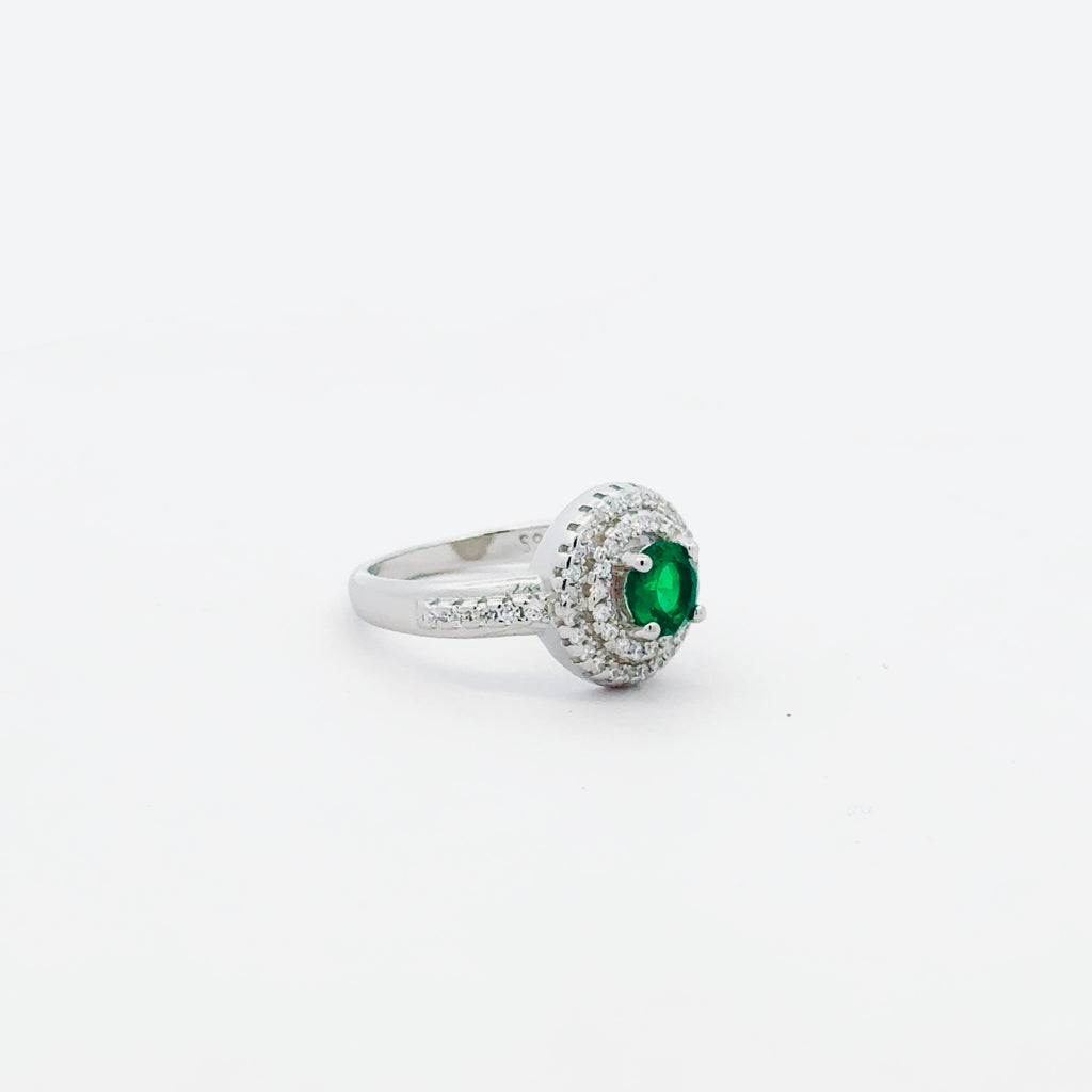 Emerald Double Halo Ring 2