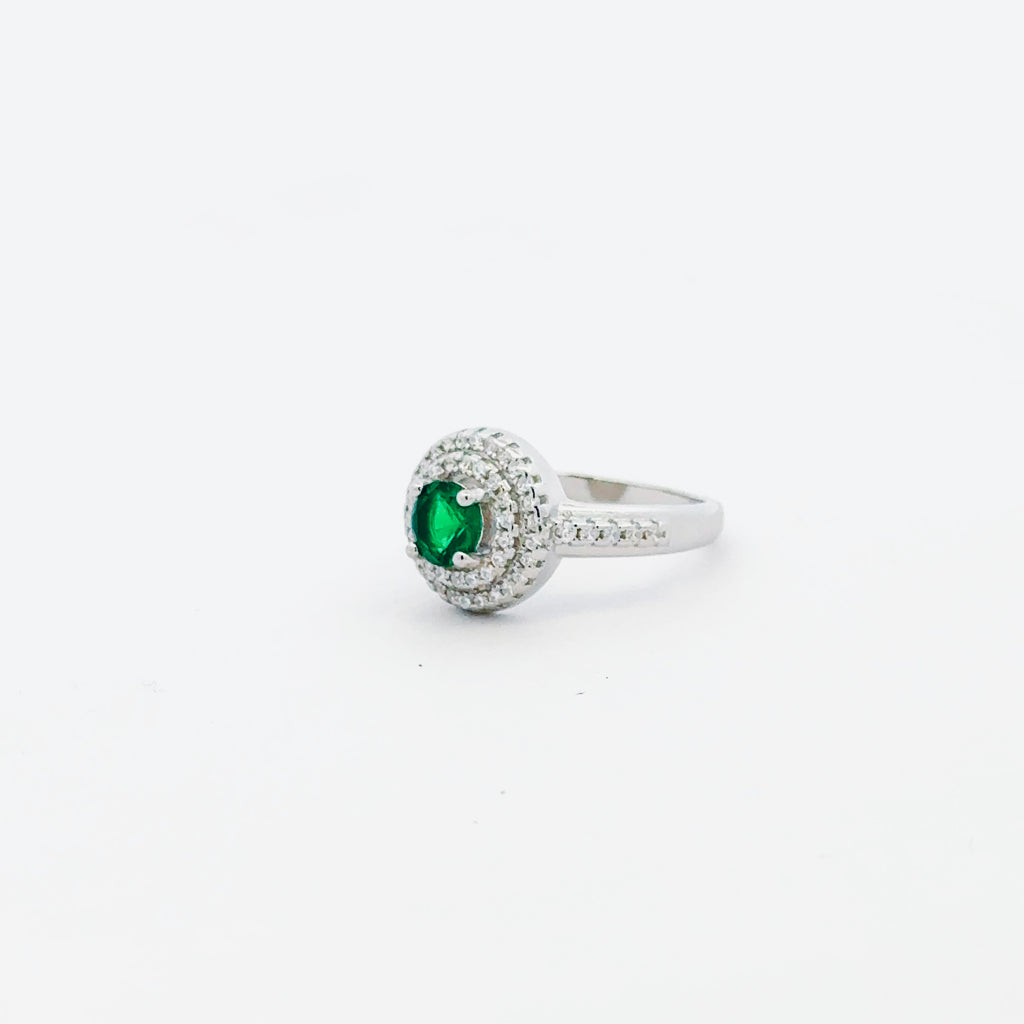 Emerald Double Halo Ring 3