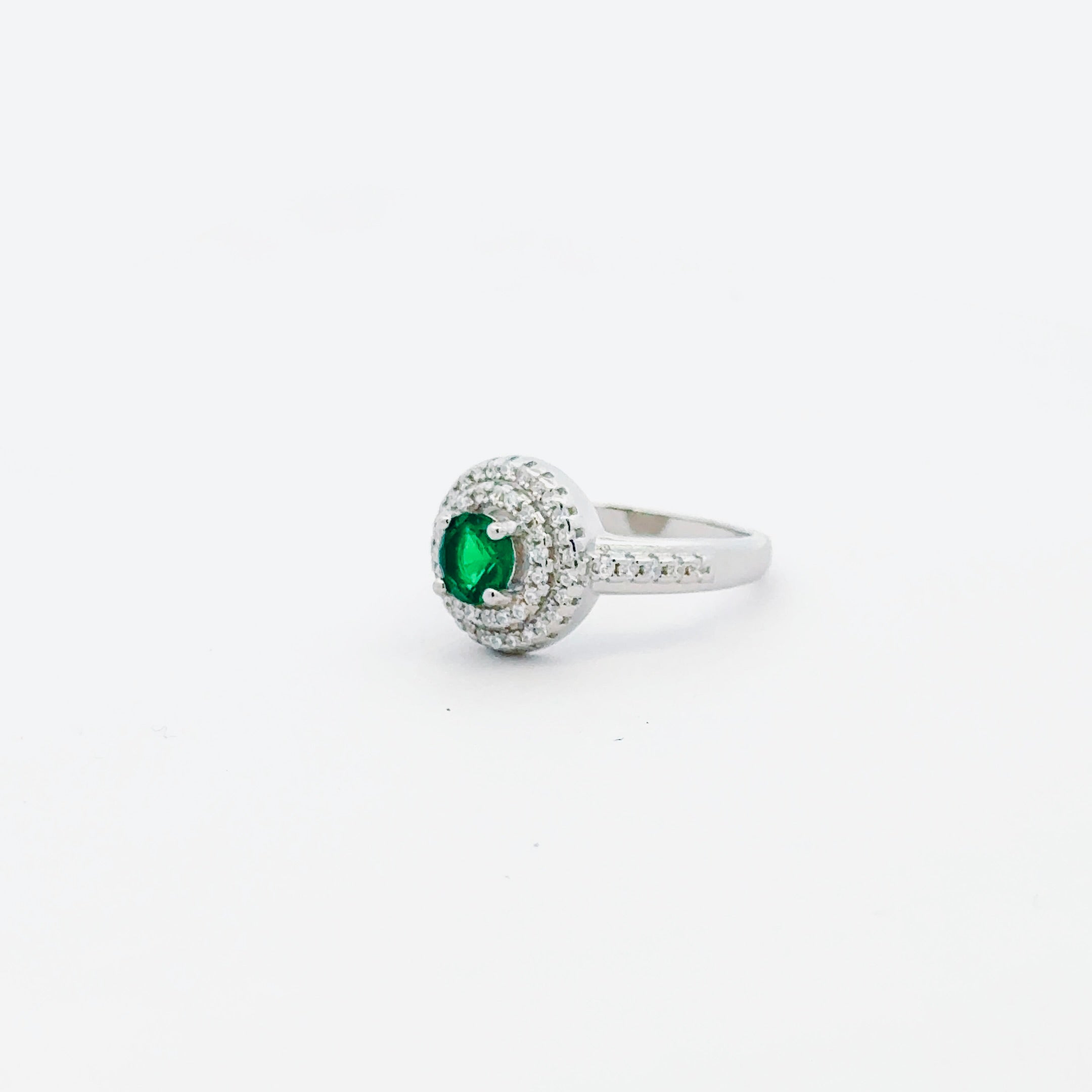 Emerald Double Halo Ring 3