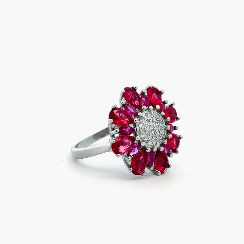Ruby Radiant Flower Ring 2