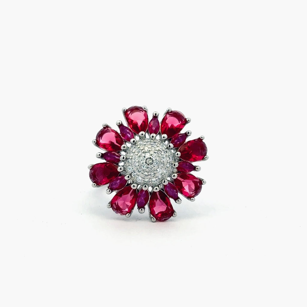 Ruby Radiant Flower Ring 3