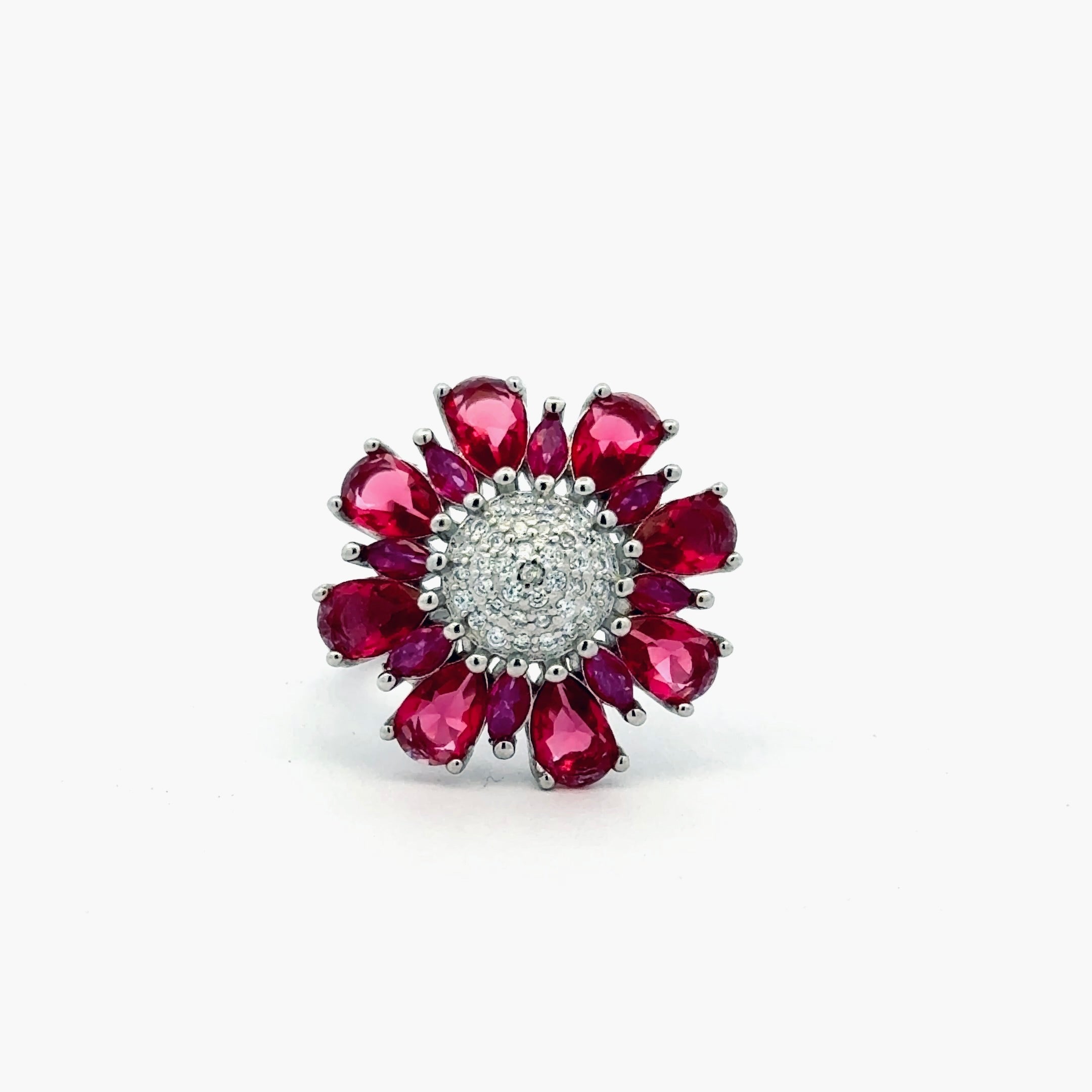 Ruby Radiant Flower Ring 3