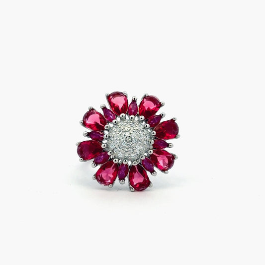 Ruby Radiant Flower Ring 3