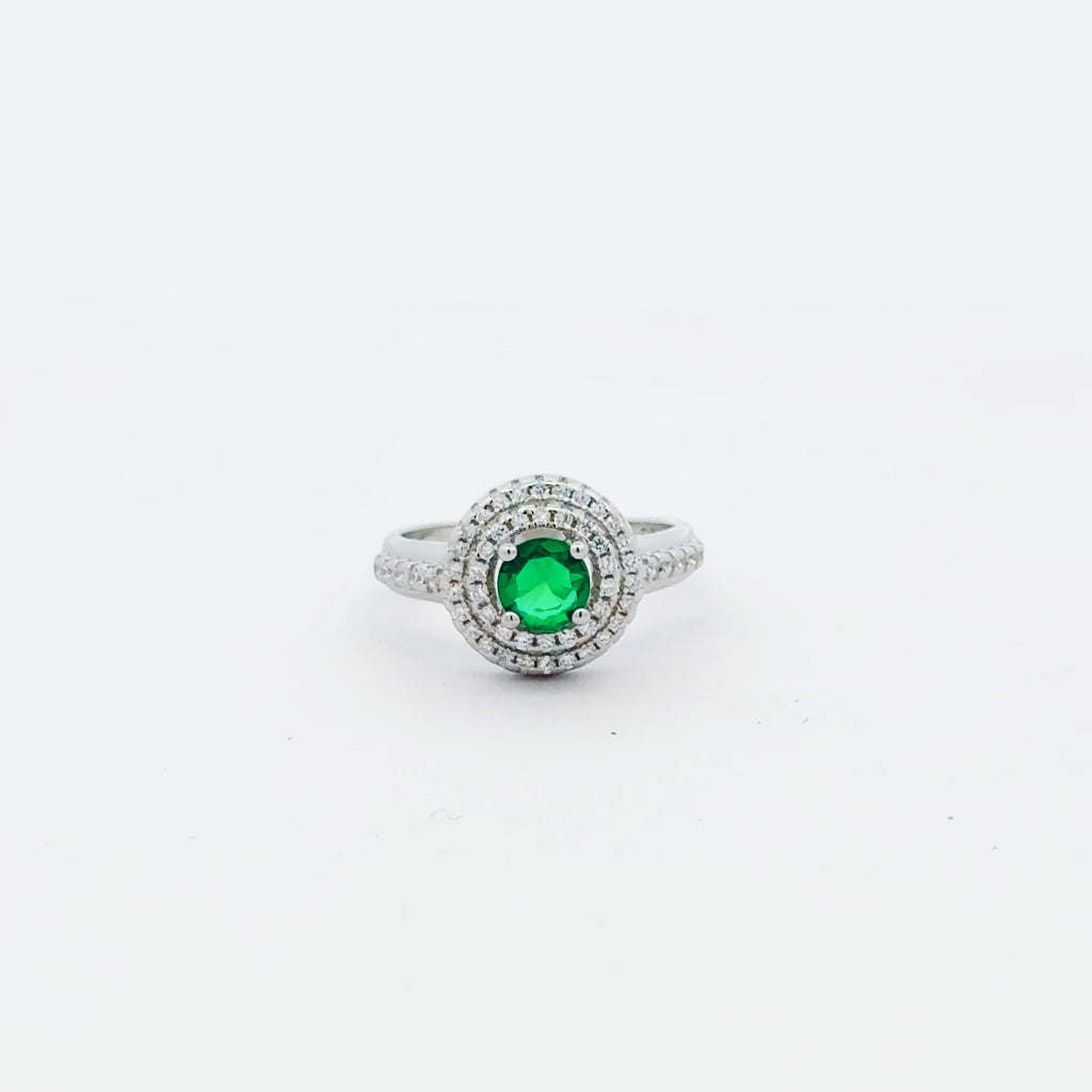 Emerald Double Halo Ring