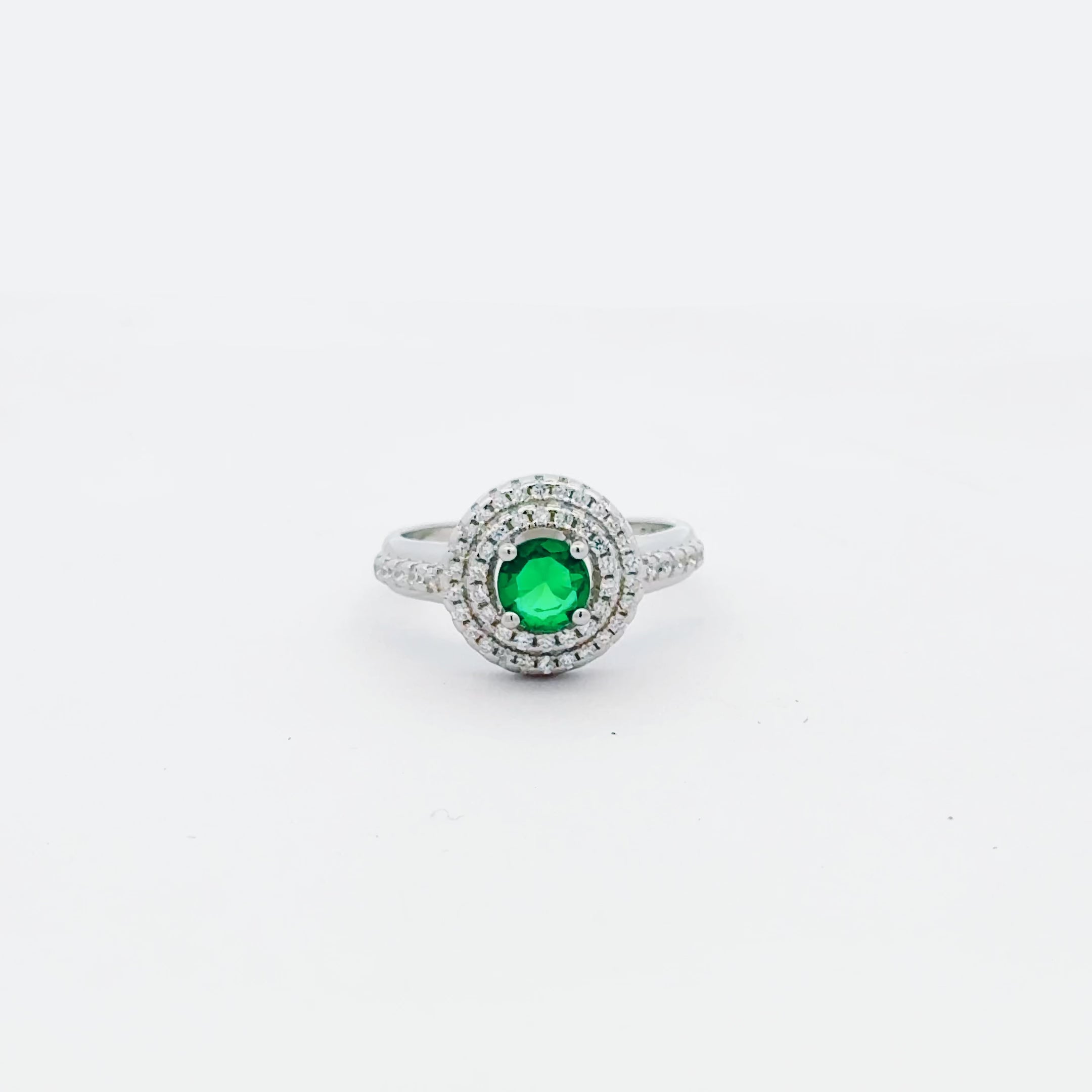 Emerald Double Halo Ring