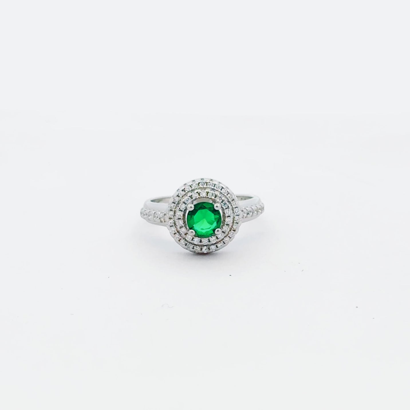Emerald Double Halo Ring
