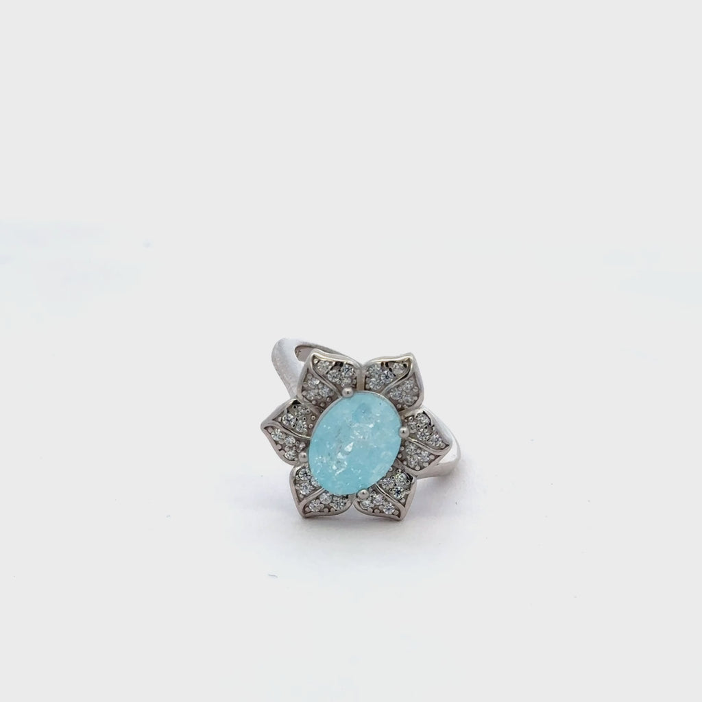 Blue Opel Petal Ring